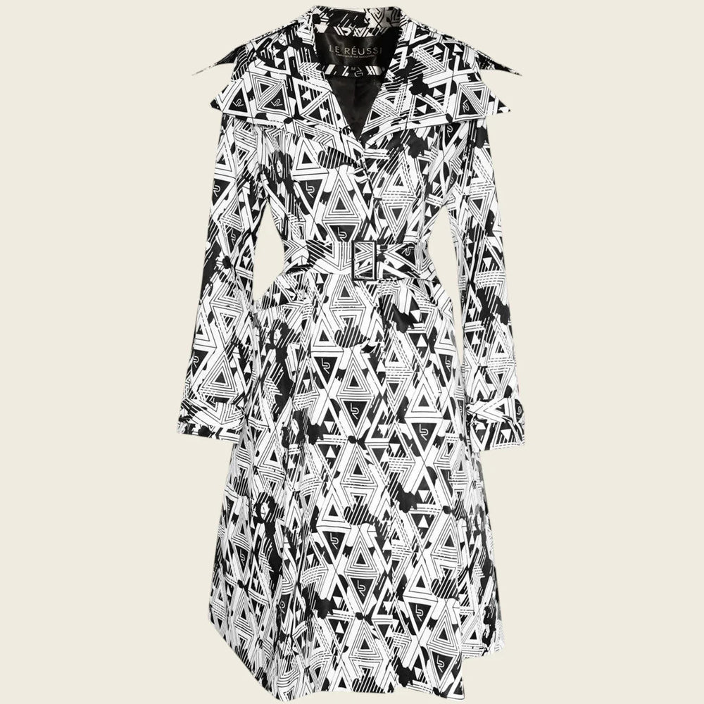 Amour Geometric Long Trench Coat – Modern Women’s Outerwear