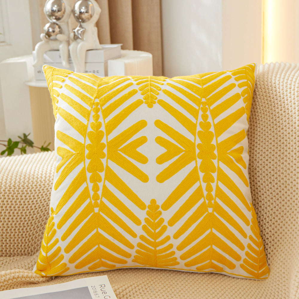 FANCY & STACY Textured Cotton Blend leaf tropical design Throw Pillow (With insert) size 18"x18"