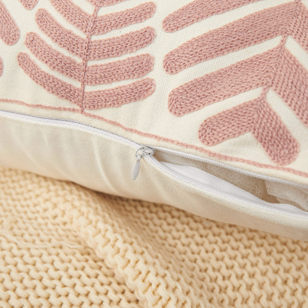 FANCY & STACY Textured Cotton Blend leaf tropical design Throw Pillow (With insert) size 18"x18"