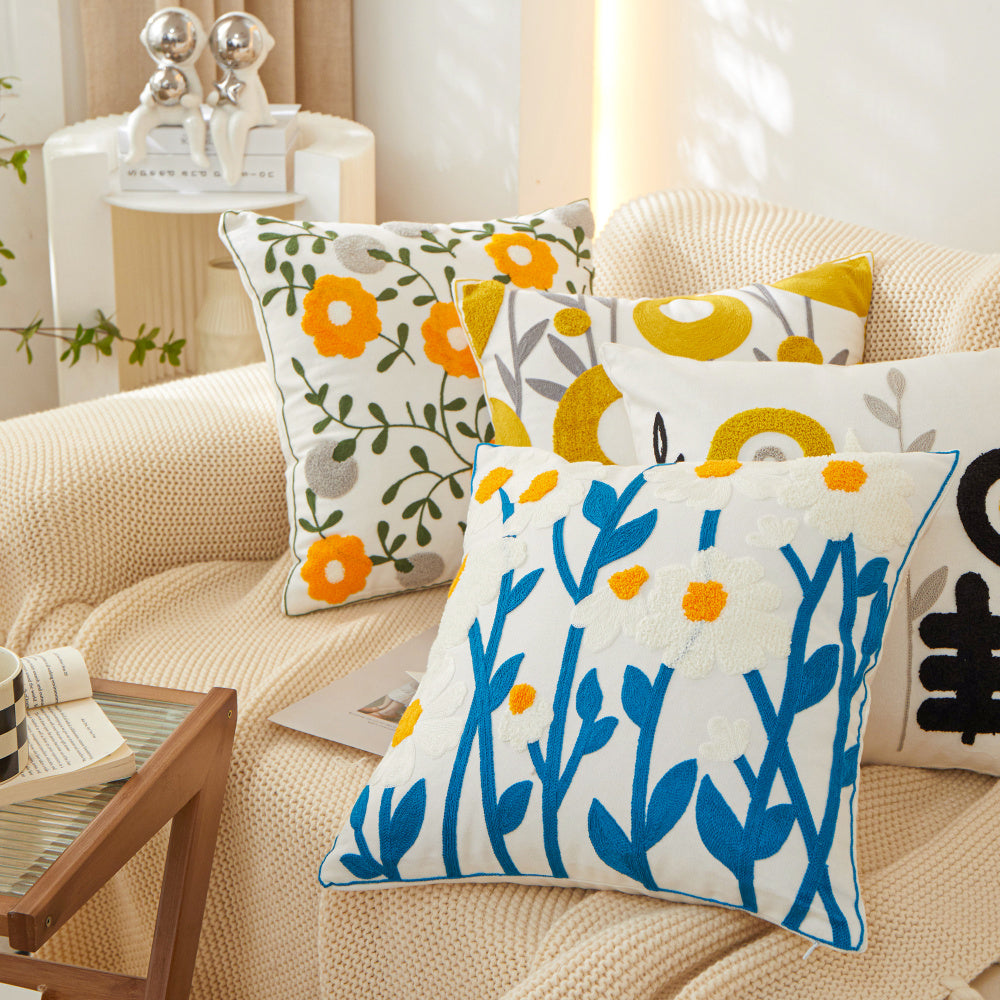 FANCY & STACY 18"x18" Sunshine Blossom Whimsical Floral FULL set of Throw Pillow with insert