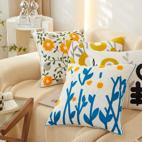 FANCY & STACY 18"x18" Sunshine Blossom Whimsical Floral FULL set of Throw Pillow with insert