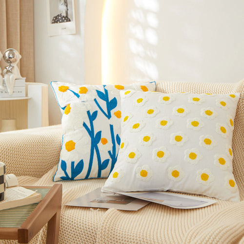 FANCY & STACY 18"x18" Sunshine Blossom Whimsical Floral FULL set of Throw Pillow with insert