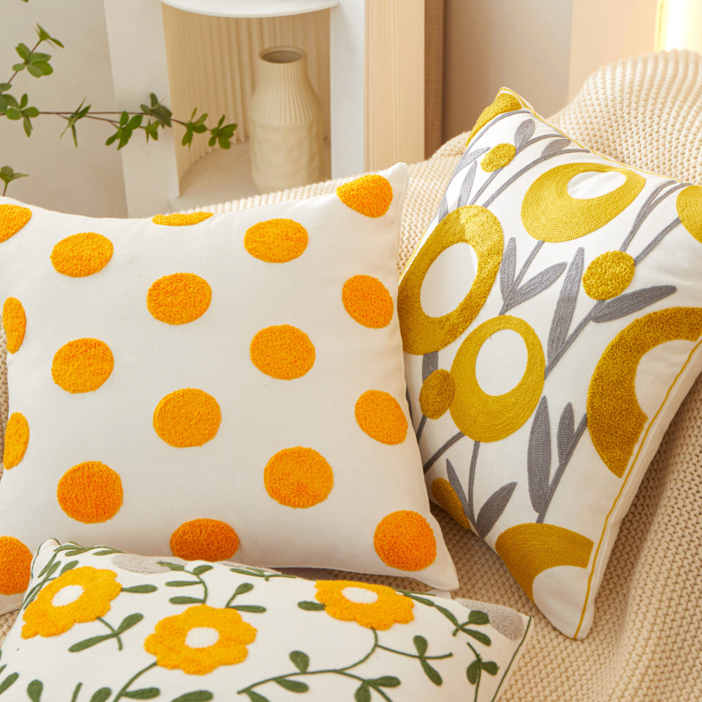 FANCY & STACY 18"x18" Sunshine Blossom Whimsical Floral FULL set of Throw Pillow with insert