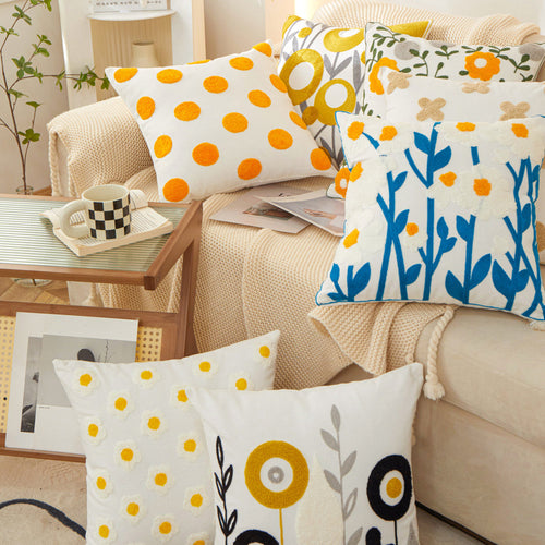 FANCY & STACY 18"x18" Sunshine Blossom Whimsical Floral FULL set of Throw Pillow with insert