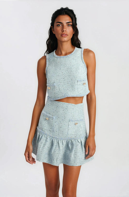 Elina Boucle Mini Skirt - Blue Boucle (Final Sale)
