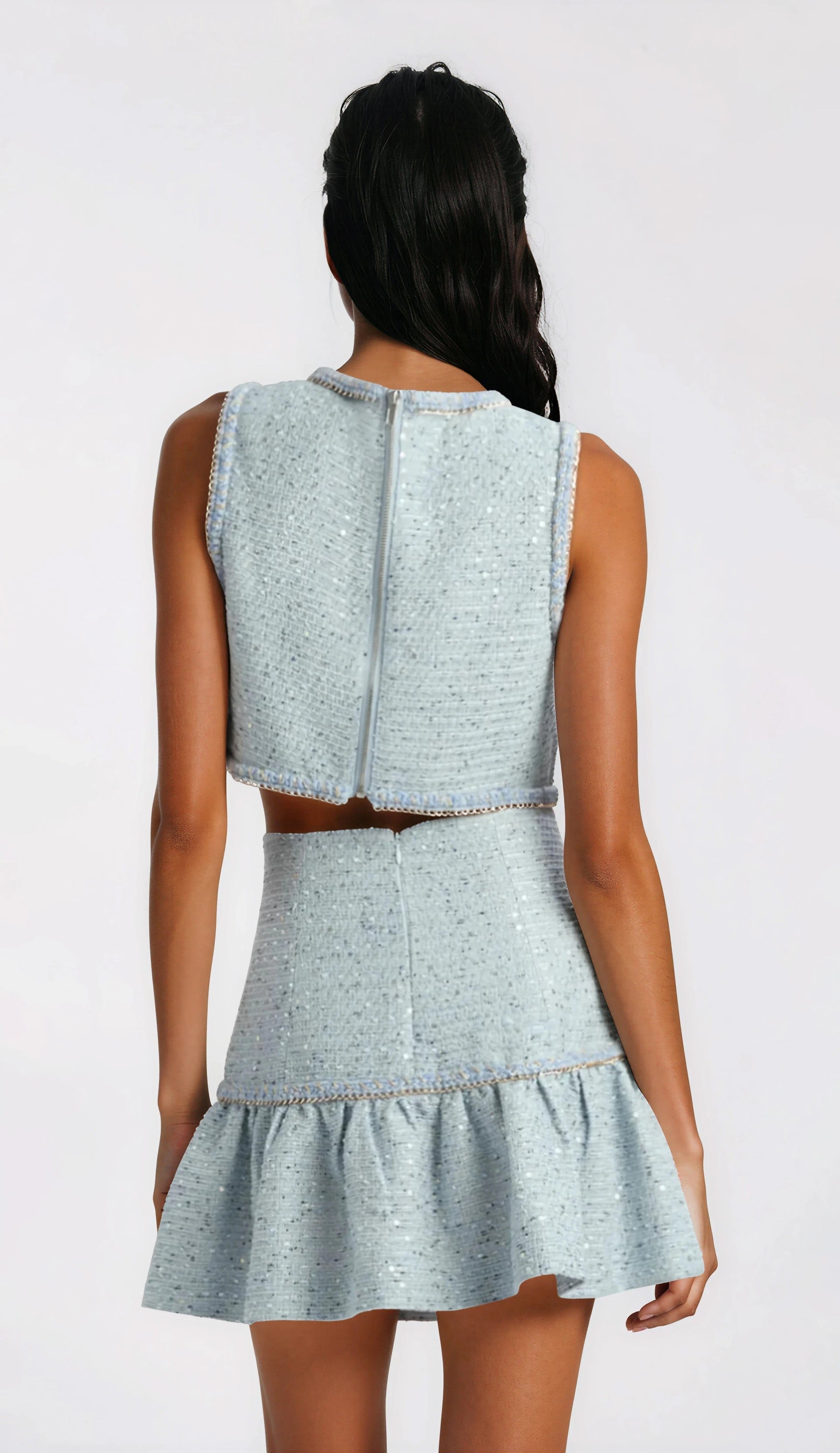 Elina Boucle Mini Skirt - Blue Boucle (Final Sale)