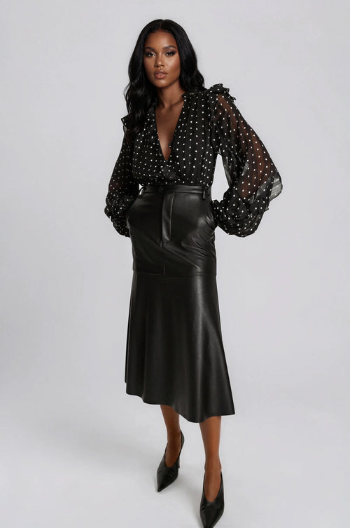 Kindra Vegan Leather Skirt – Black (Final Sale)