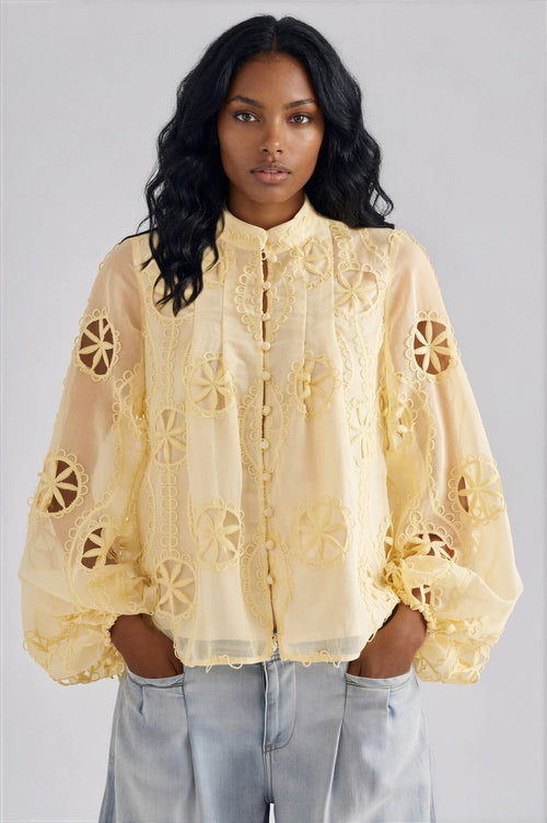 Libbie Lace Blouse – Lemon (Final Sale)