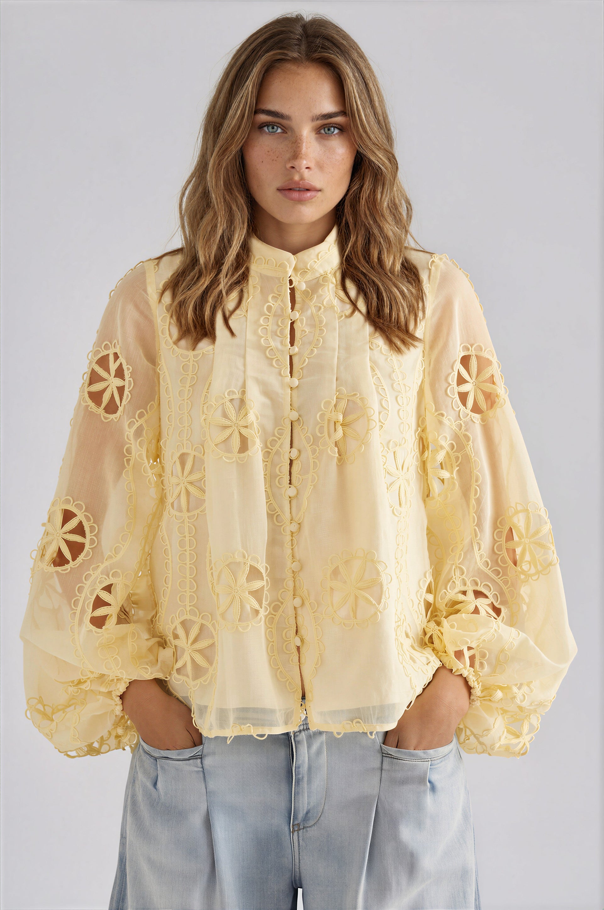 Libbie Lace Blouse – Lemon (Final Sale)