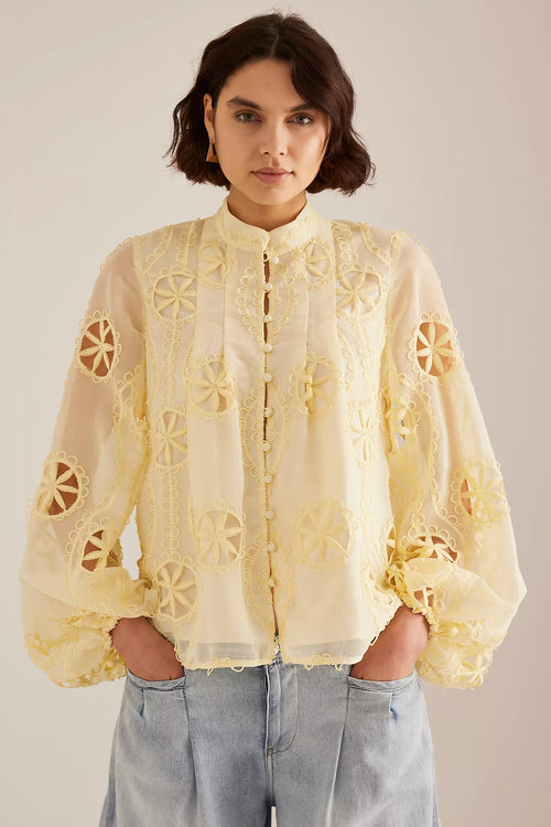Libbie Lace Blouse – Lemon (Final Sale)