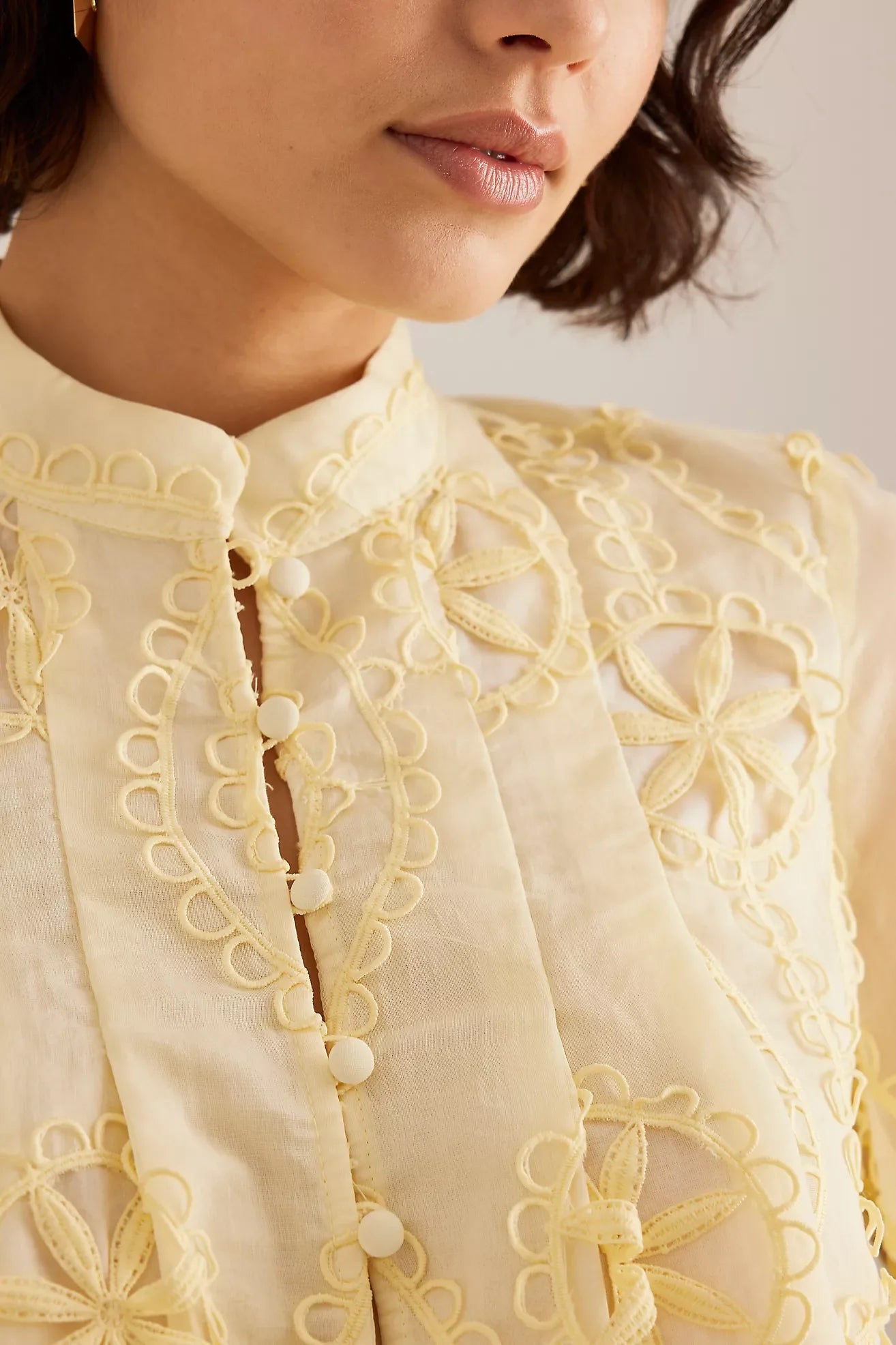 Libbie Lace Blouse – Lemon (Final Sale)