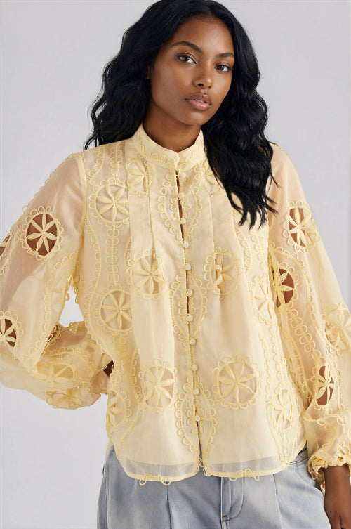 Libbie Lace Blouse – Lemon (Final Sale)