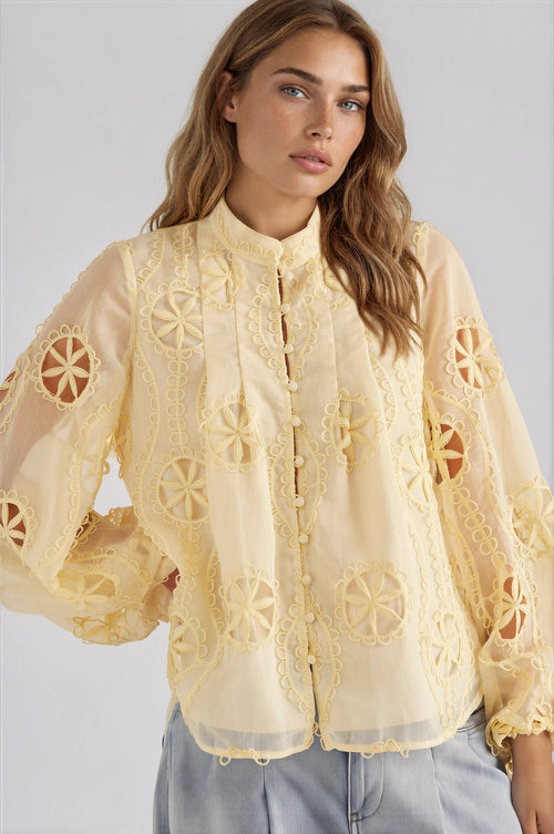 Libbie Lace Blouse – Lemon (Final Sale)