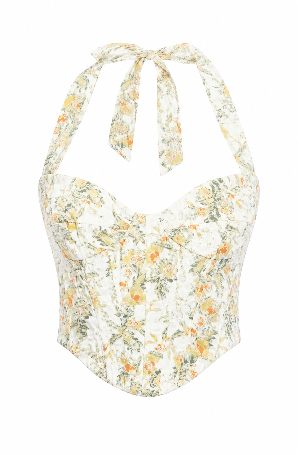 Pollie Halter Corset Top – Yellow Floral (Final Sale)