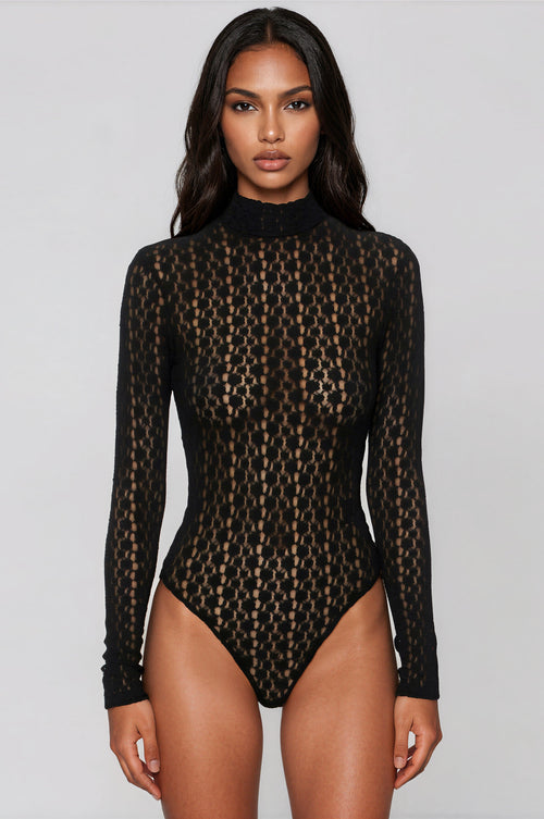 Vezza Floral Mesh Bodysuit – Black (Final Sale)