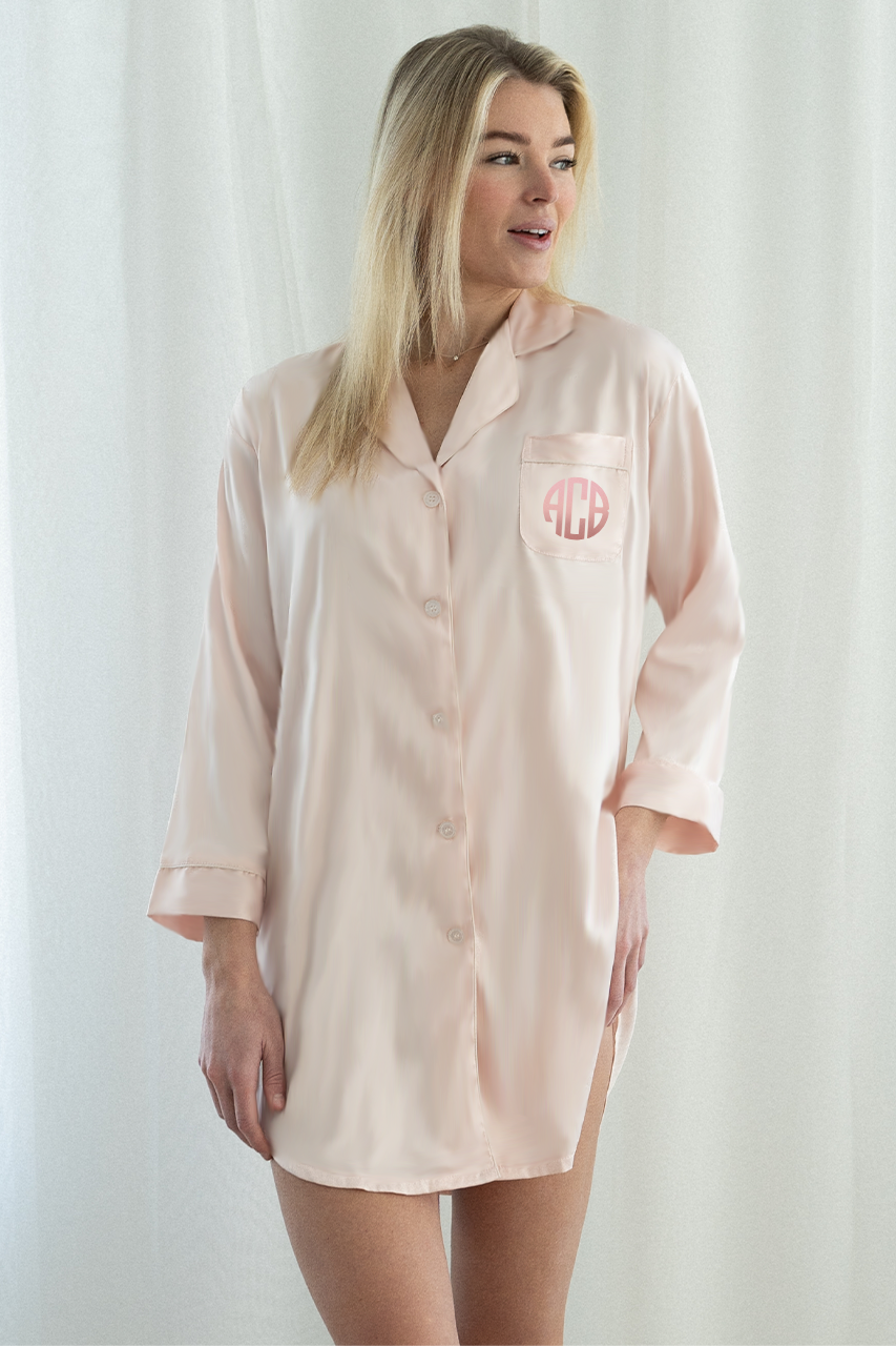 Spike & Seams Women's Blush Satin Sleep Shirt