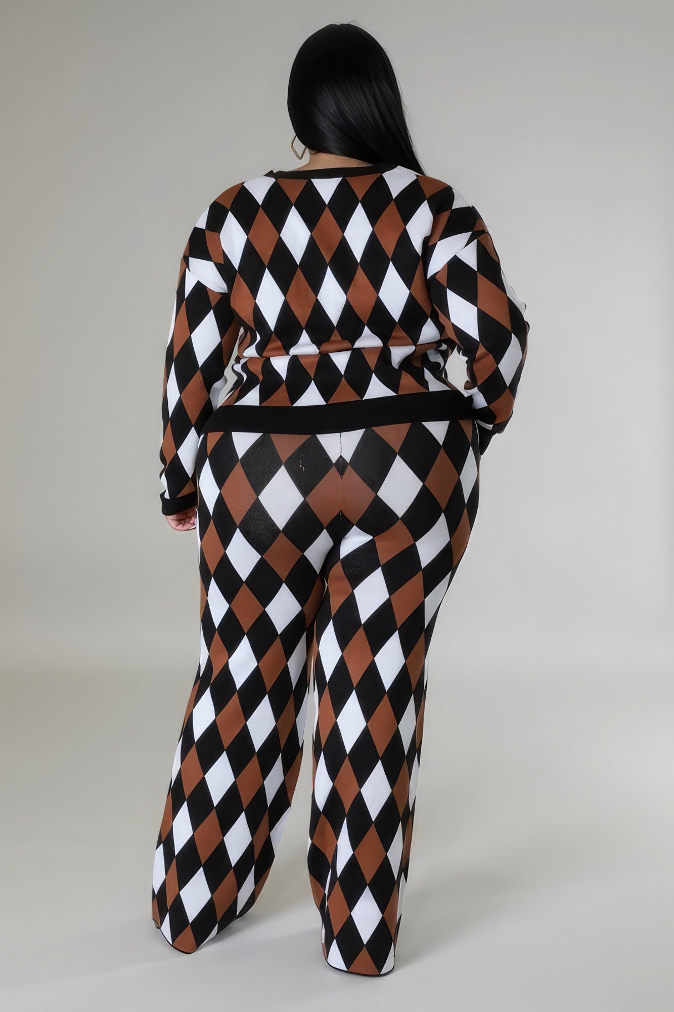Women's 2 piece Plus-size Long Sleeves Stretch Pant Set