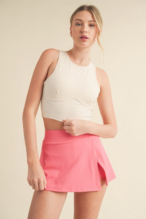 Corset Inspired Cropped  Active Tank Top with Open Back