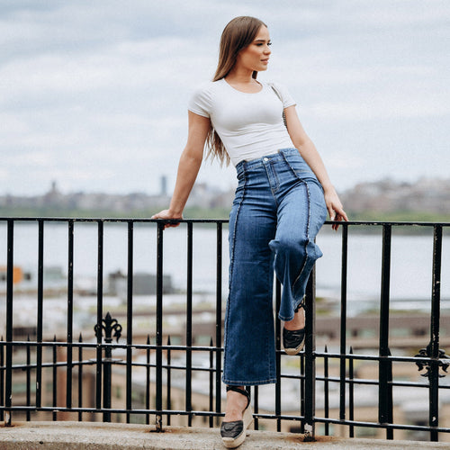 Hi-low waist cropped palazzo