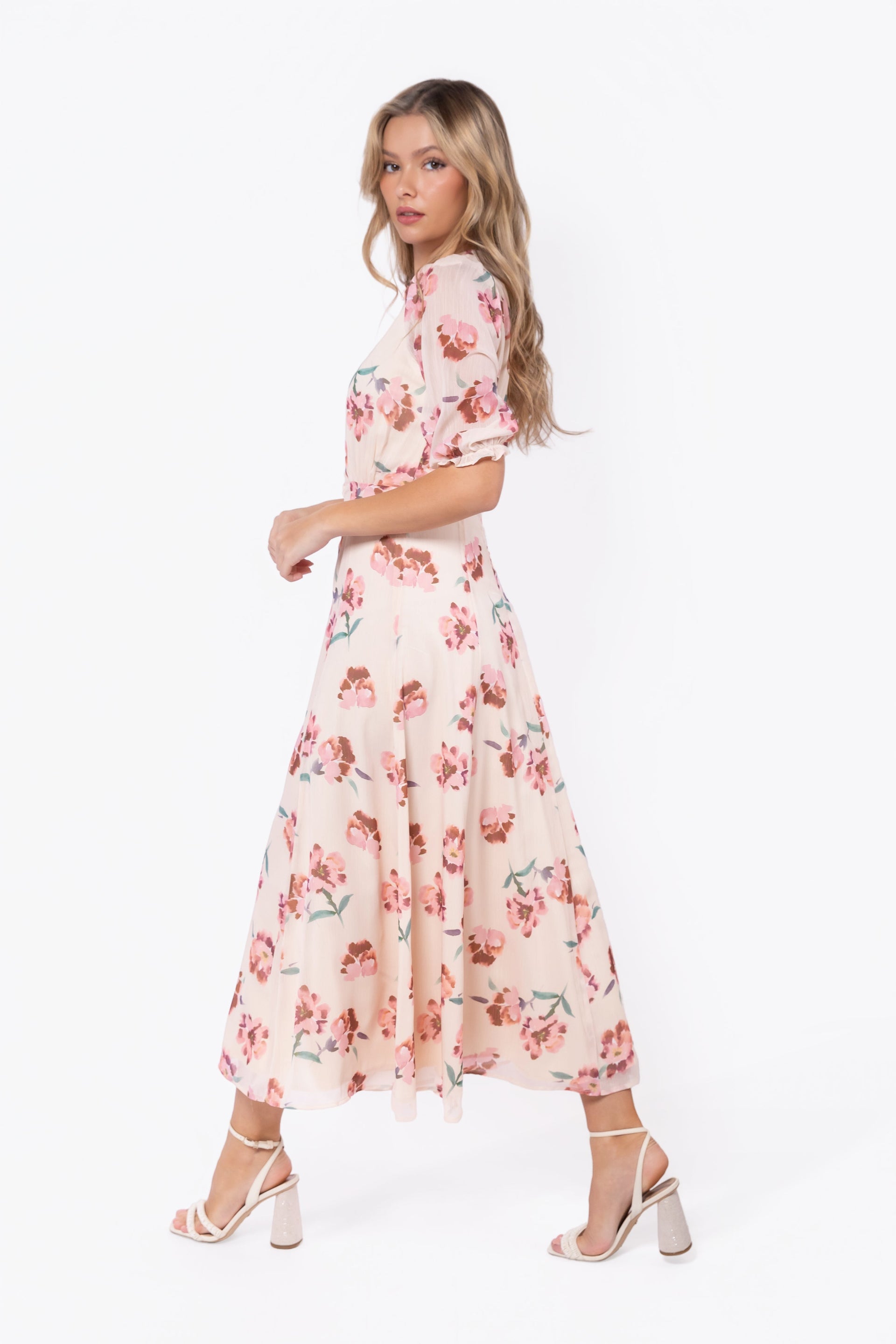 Lana Dress (Beige/Pink)