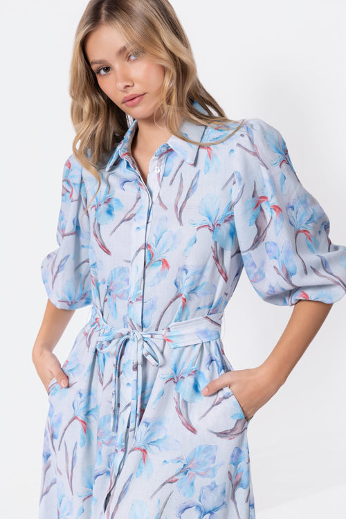 Alice Dress Short Sleeve (Blue Flower)