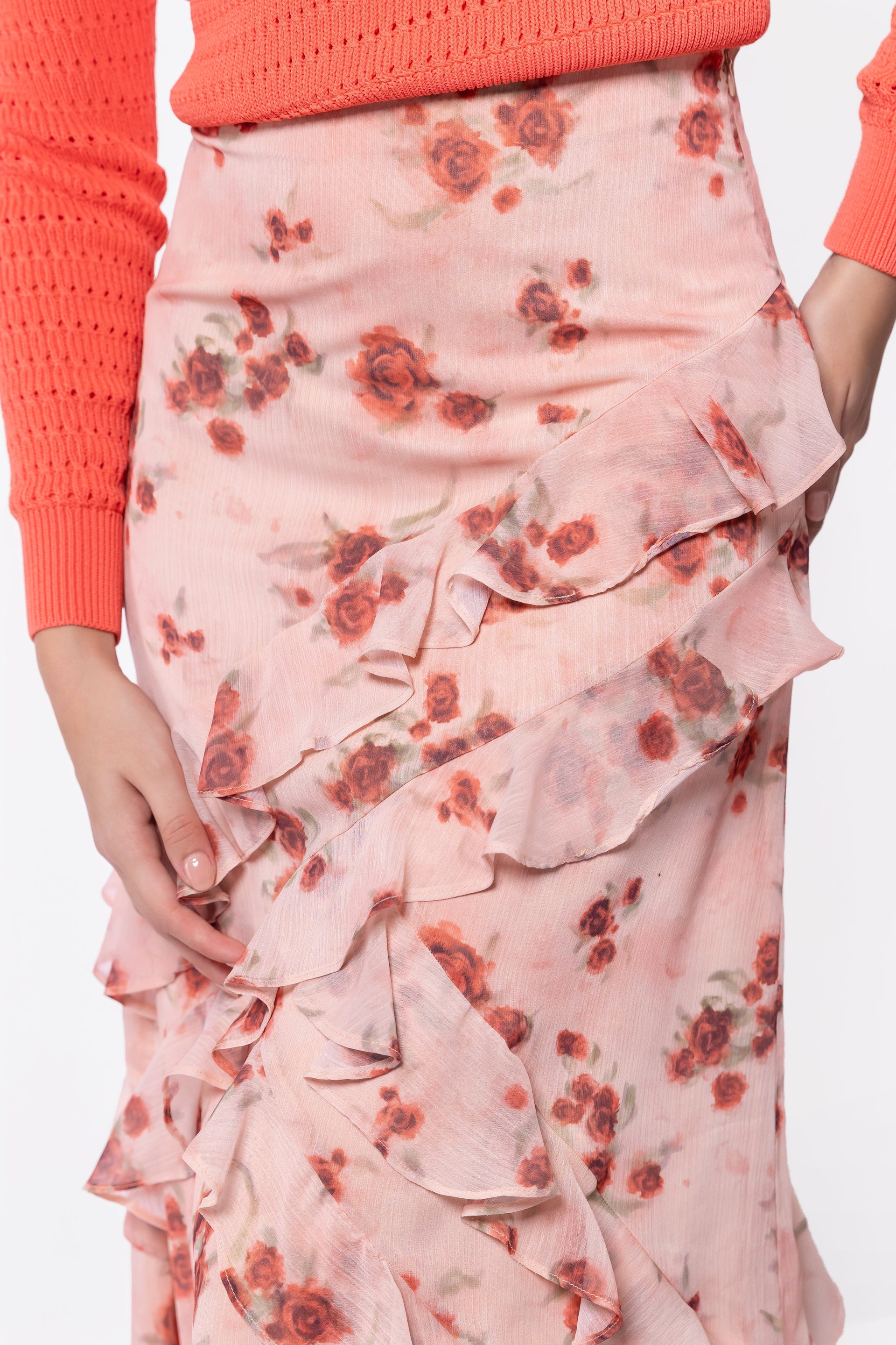 Zella Skirt (Peach Flower)