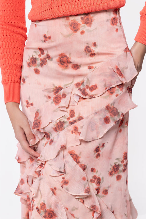 Zella Skirt (Peach Flower)