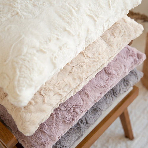 4-Piece Coordinated Pillow Bundle with Inserts – well mixed miss and match reversible sides furry throw pillows and 450g inserts 18"x18" square – F...