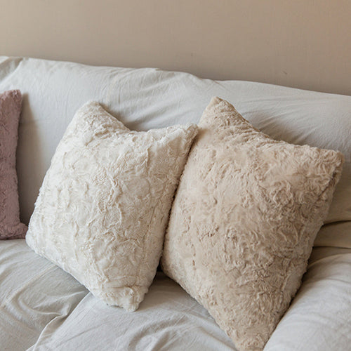 4-Piece Coordinated Pillow Bundle with Inserts – well mixed miss and match reversible sides furry throw pillows and 450g inserts 18"x18" square – F...