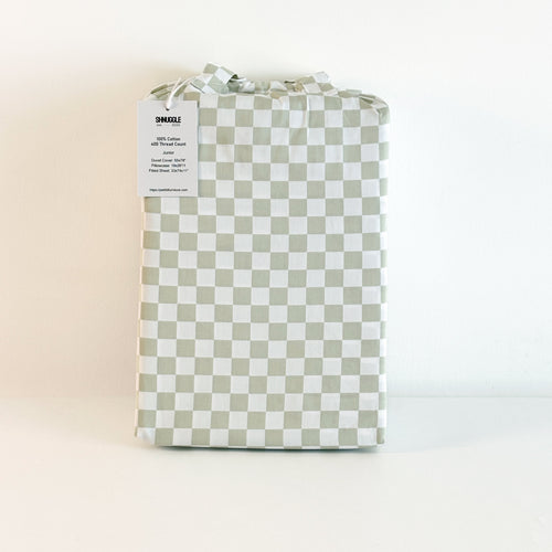 SHNUGGLE Bedding Set Sage Checker