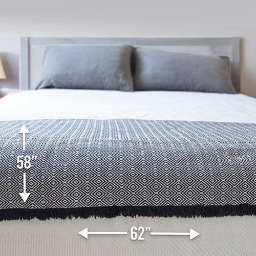100% Cotton Patterned (Large) Throw Blankets - 58" x 62"