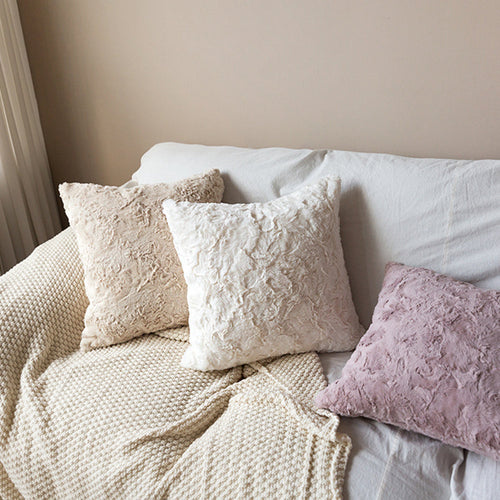 4-Piece Coordinated Pillow Bundle with Inserts – well mixed miss and match reversible sides furry throw pillows and 450g inserts 18"x18" square – F...