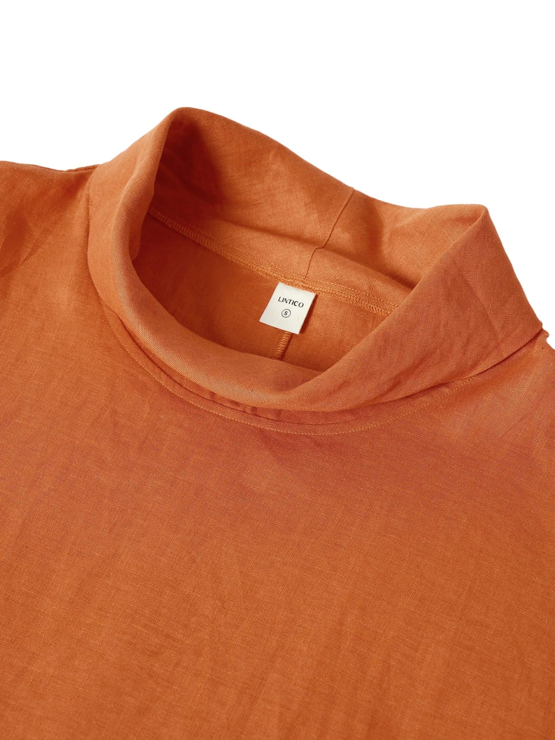 Linen-Cotton Dropped Collar Long-Sleeve Top TRISTAN