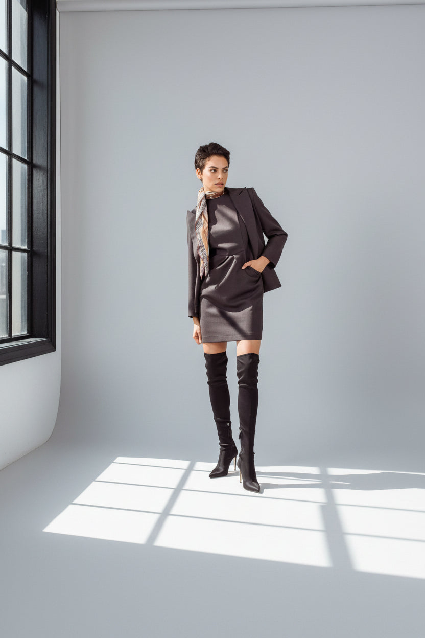 Luxe Wool Mini Dress – Elegant Women’s Winter Dress