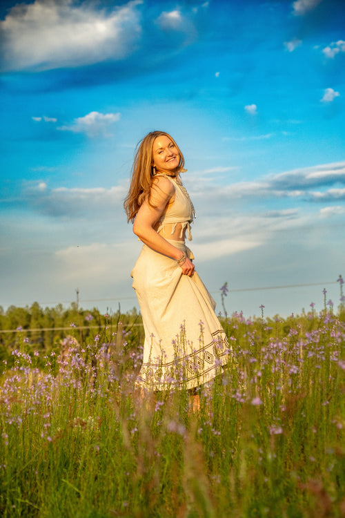 Freedom - Wrap Skirt - Available in Cream or Brown - One Size Fits Most Adjustable