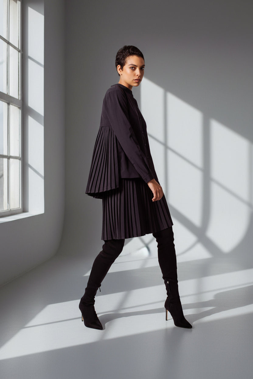 Luxe Black Pleated Skirt – Elegant Women’s Pleated Skirt