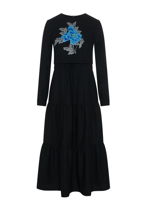Tiered Floral Embroidered Dress
