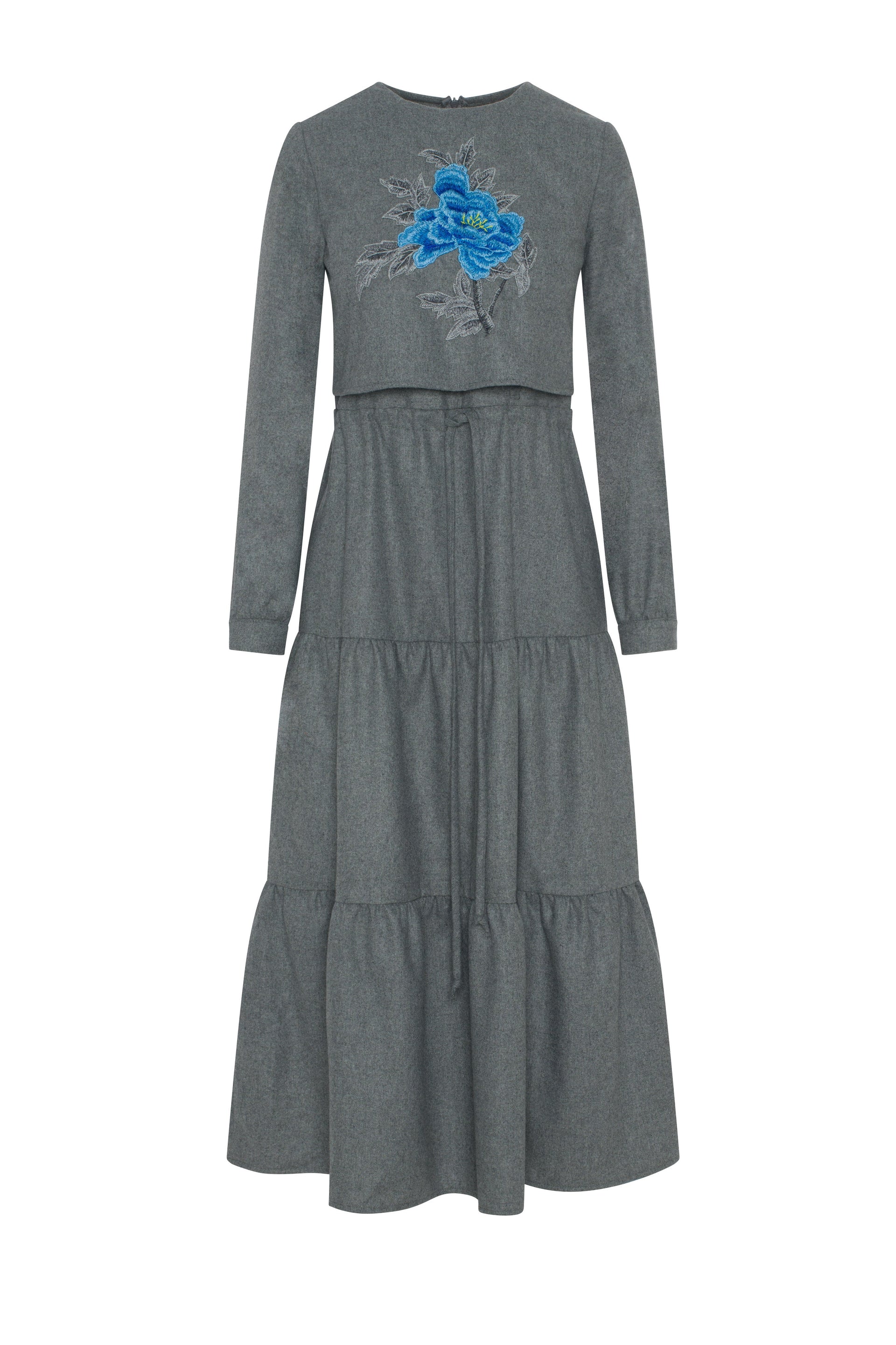 Tiered Floral Embroidered Dress