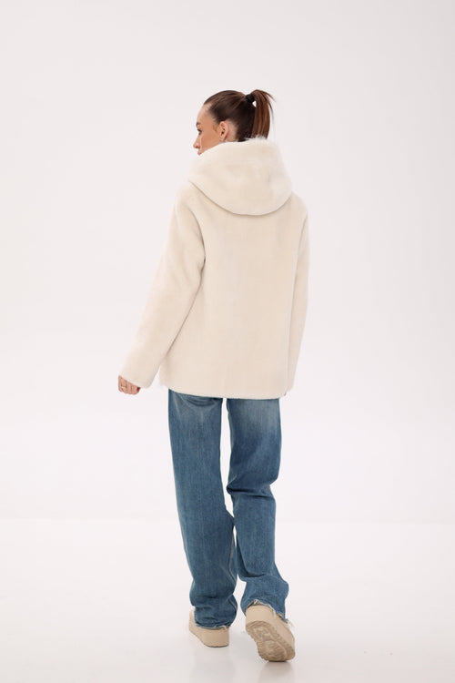 ⇆ Reversible Hooded Wool Blend Jacket