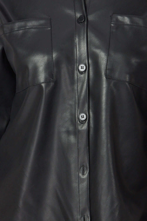 Emery Vegan Leather Button Down Shirt & Pants Two Piece Set