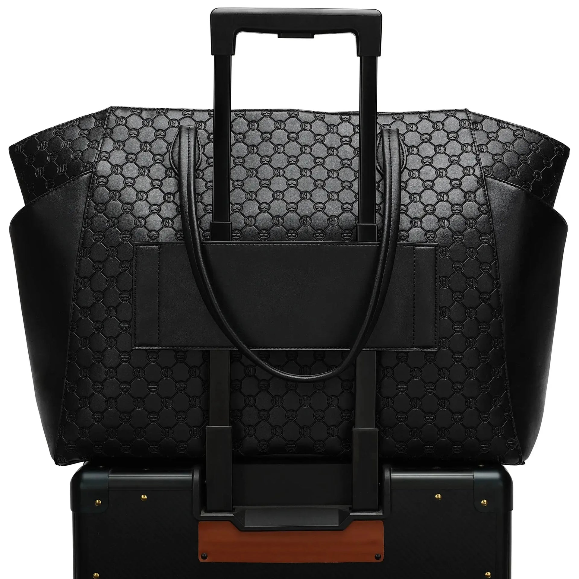 Compass 32L Vegan Leather Monogram Weekender Tote Bag