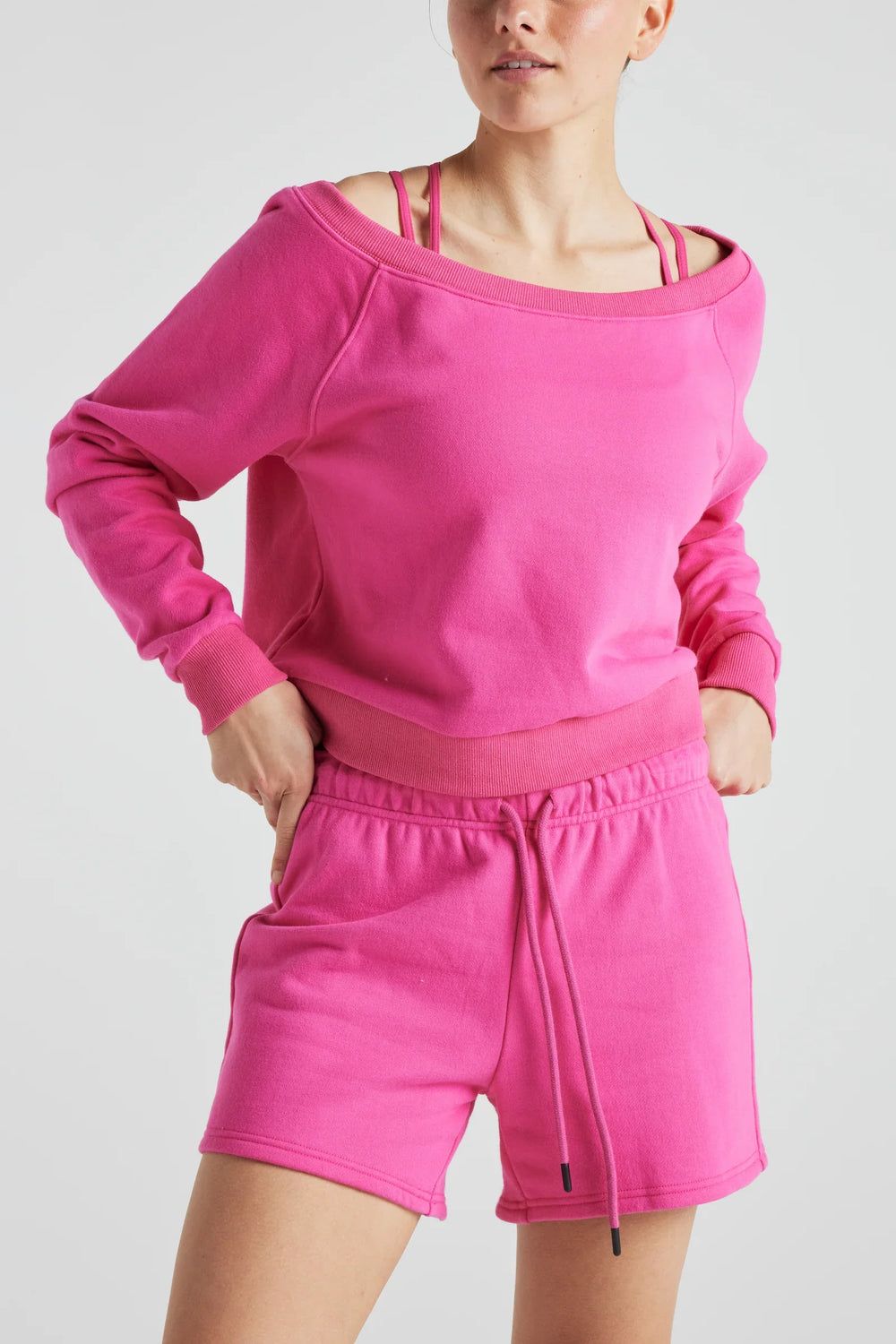 Off Shoulder Sweatshirt in PINK