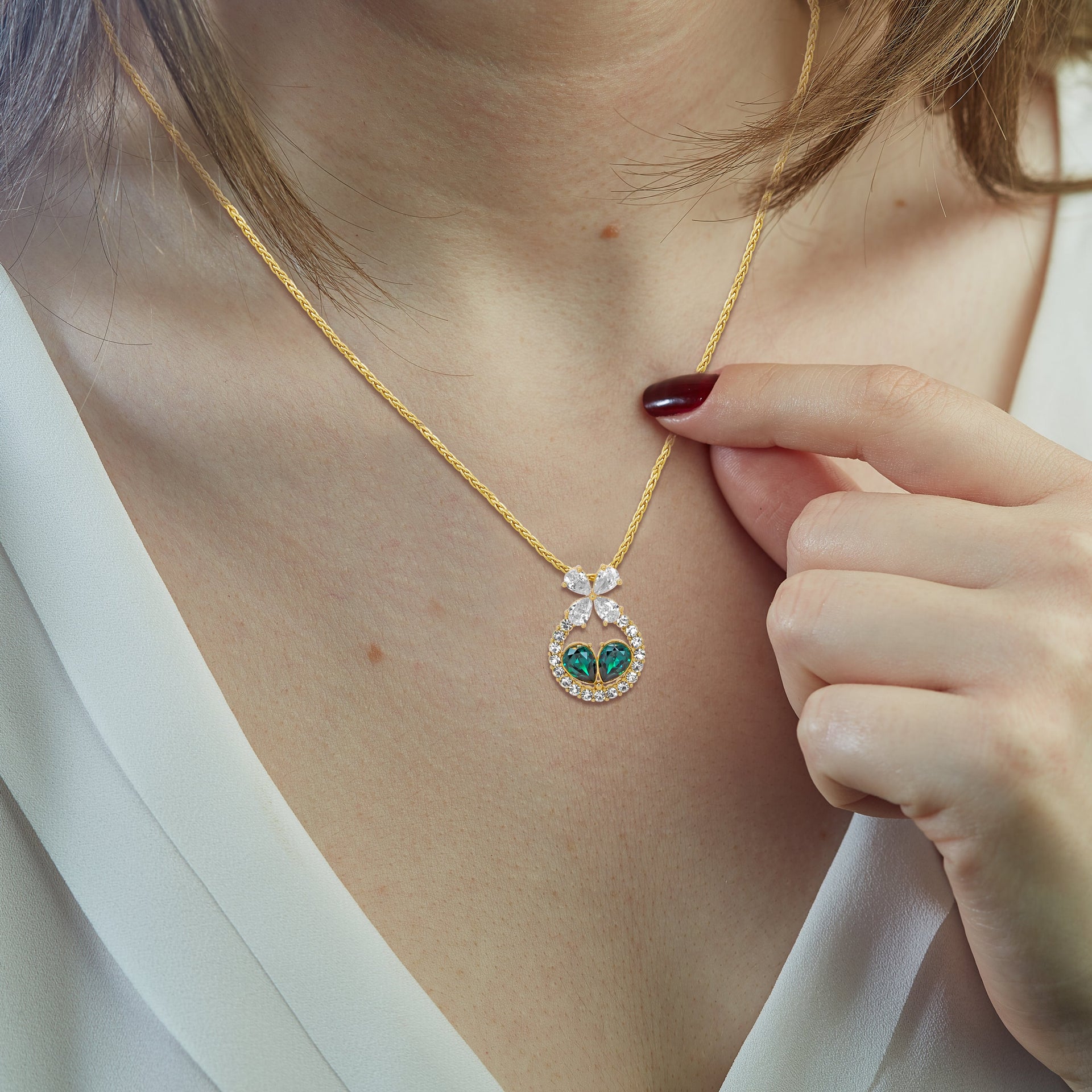 Emerald Heart Pendant Necklace