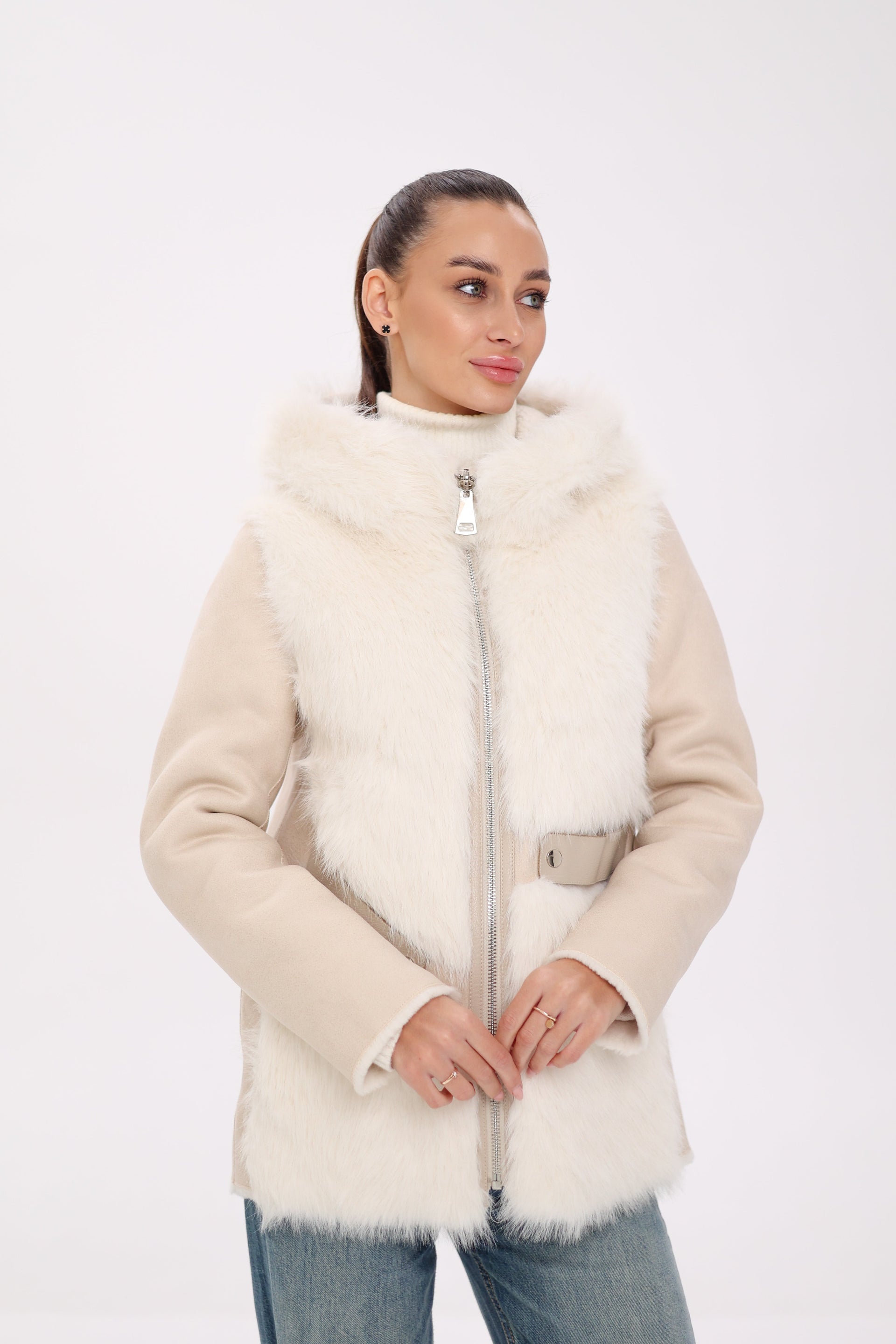 ⇆ Reversible Hooded Wool Blend Jacket