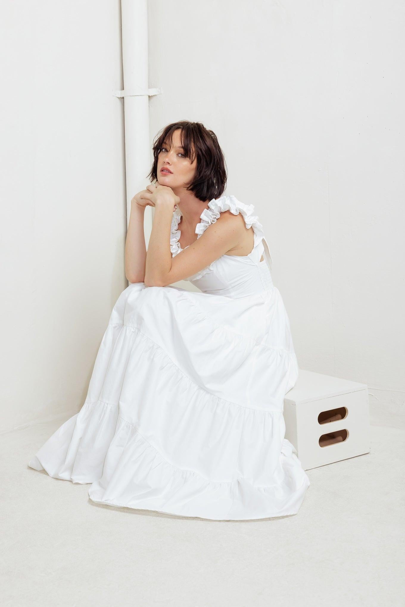 SWEETHEART TIERED ROMANCE WOVEN MIDI DRESS