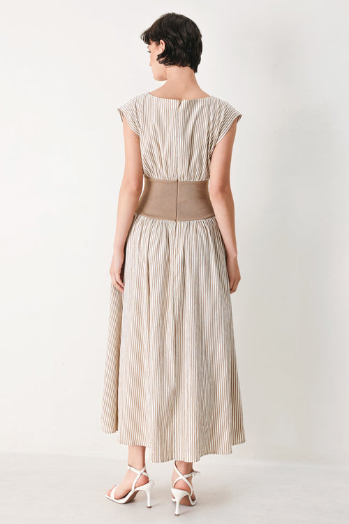 HAMPTONS MORNING STRIPE WOVEN MIDI DRESS