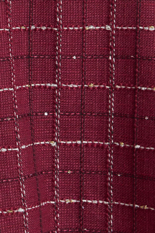 TWEED DOLL WINE WOVEN MINI DRESS