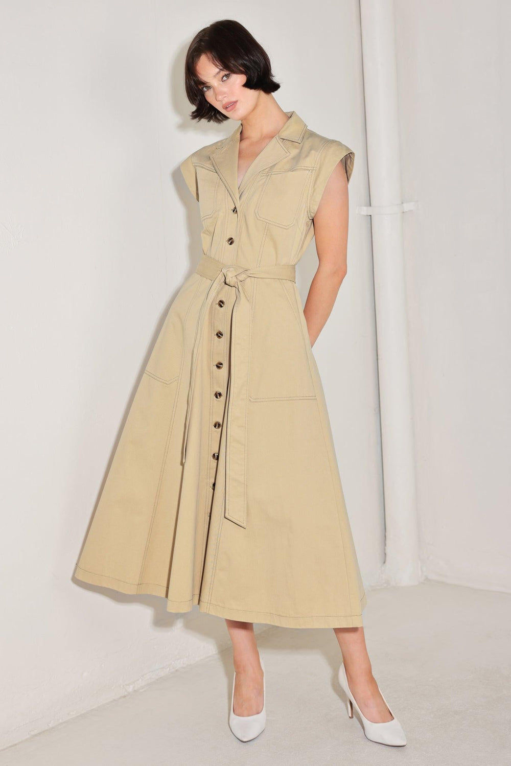 NATURAL INSTINCT WOVEN MIDI DRESS