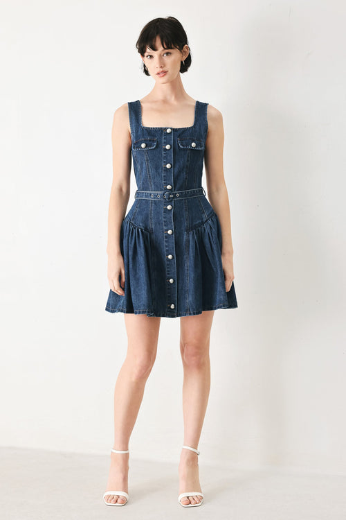 BABY BLUE LOVE DENIM MINI DRESS