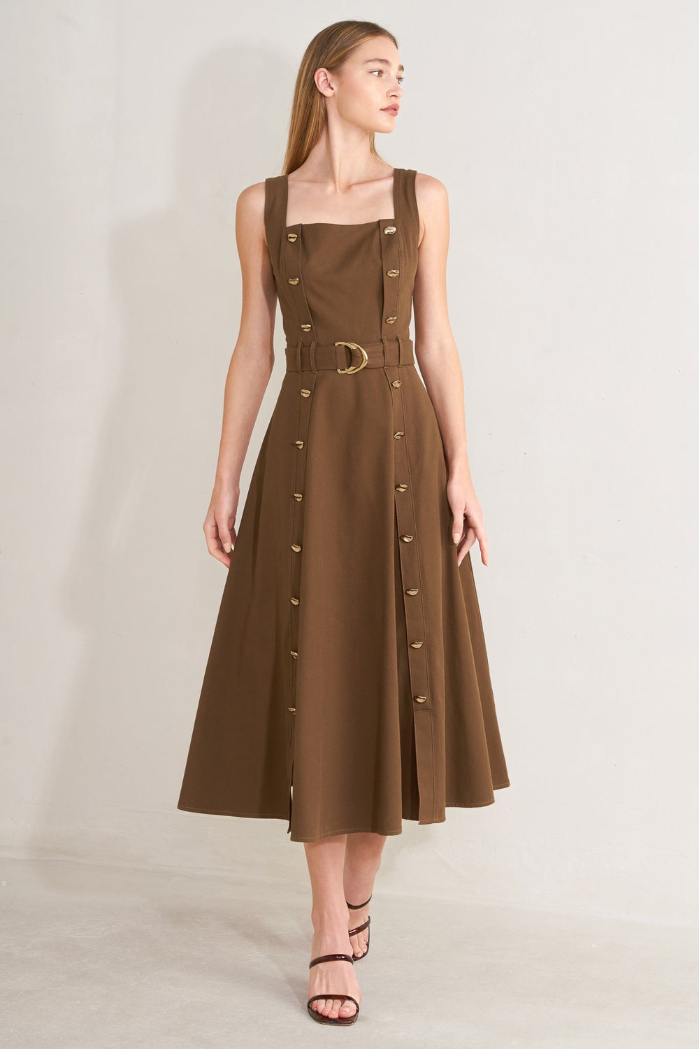 SWEET SIENNA WOVEN MIDI DRESS